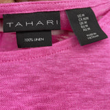 women Tahari Linen Tee Pink Top M
