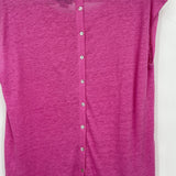 women Tahari Linen Tee Pink Top M