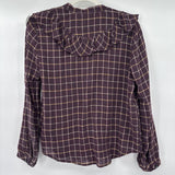 women Madewell Ruffle Plaid Purple Woven Top S