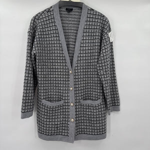 women Talbots Tweed Cardigan Gray and Black Sweater LP