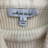 women White Birch Ribbed One Shoulder Turtleneck Cream Sweater L