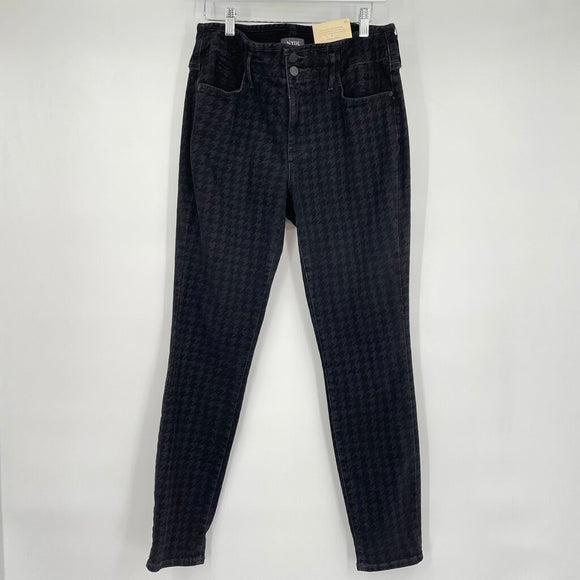 women NYDJ Ami Skinny Hollywood Houndstooth Luxe Burnout Black Jeans 8