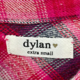 women Dylan NWT Harper Plaid Flannel Hot Pink Woven Top XS