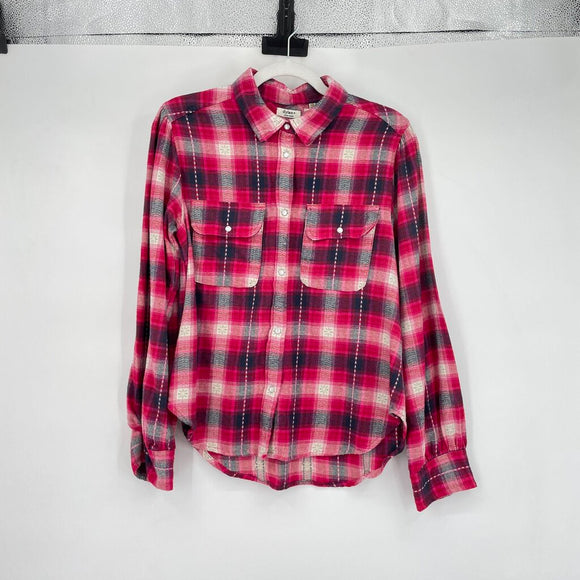 women Dylan NWT Harper Plaid Flannel Hot Pink Top XS