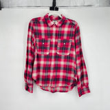 women Dylan NWT Harper Plaid Flannel Hot Pink Woven Top XS