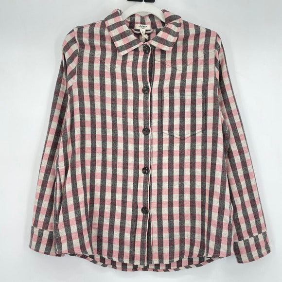women Dylan NWT Cody Plaid Flannel Shirt Jacket Pink Cream Gray Top S
