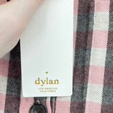 women Dylan NWT Cody Plaid Flannel Shirt Jacket Pink Cream Gray Top M