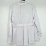 women Foil NWT Too Sexy For My Shirt Peplum Button Front White Top 8