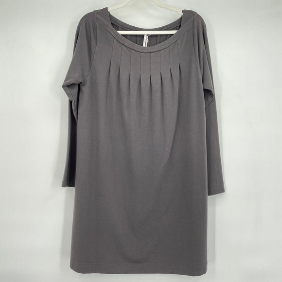 women Hello Nite NWT Pleated Terry Knit Dress Ebony Gray Dress L