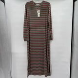 women Mododoc NWT Crewneck Striped Knit Maxi MSRP $98 Taupe Multi Dress S