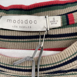women Mododoc NWT Crewneck Striped Knit Maxi MSRP $98 Taupe Multi Dress S