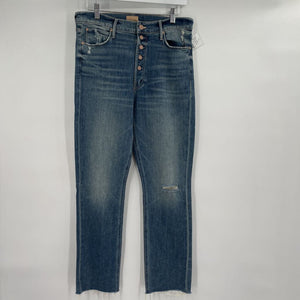 women Mother NWT Pixie Dazzler Ankle Fray MSRP $238 Love Pop Blue Jeans 31/12