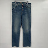 women Mother NWT Pixie Dazzler Ankle Fray MSRP $238 Love Pop Blue Jeans 31/12