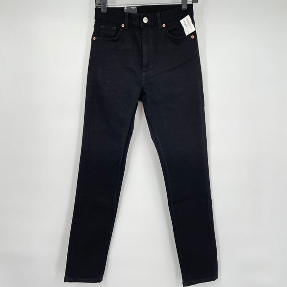 women Monki NWT Mid Waist Slim Leg Black Jeans 26/2