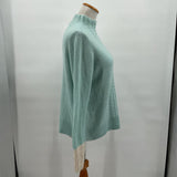 women Boden Cable Knit Funnel Neck Aqua Sweater 10