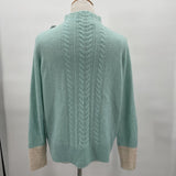 women Boden Cable Knit Funnel Neck Aqua Sweater 10