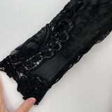 women Sheer Silk and Lace Black Top XS