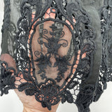 women Sheer Silk and Lace Black Top XS