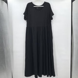 women Motto Cotton Short Sleeved Dress Black Dress 2X