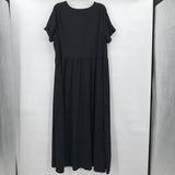 women Motto Cotton Short Sleeved Dress Black Dress 2X