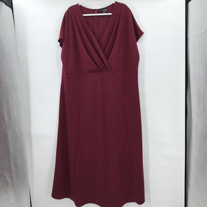 women Pleated Bust Maroon Dress 3X