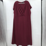 women Pleated Bust Maroon Dress 3X