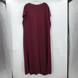 women Pleated Bust Maroon Dress 3X