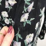 women Starina Vintage Flowy Floral Pleated Black White Dress S