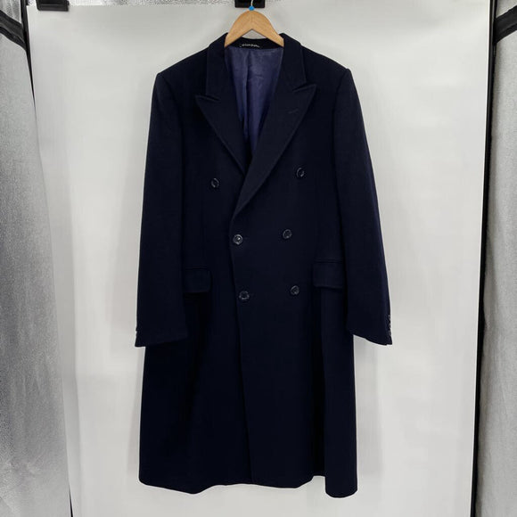 men El Corte Ingles Wool/Cashmere Overcoat Navy Blue Coat