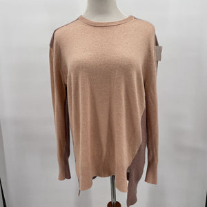 women J. Crew Wool Blend Colorblock Tan/Brown Sweater L