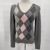 women Apt 9 Cashmere Argyle Gray Sweater S