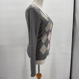 women Apt 9 Cashmere Argyle Gray Sweater S