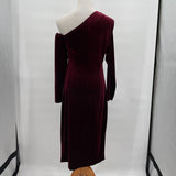 women Universal Standard One Shoulder Velvet MSRP $198 Burgundy Dress 6-8/2XS