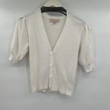 women Philosophy Short Sleeve Ribbed Cardigan White Sweater XS