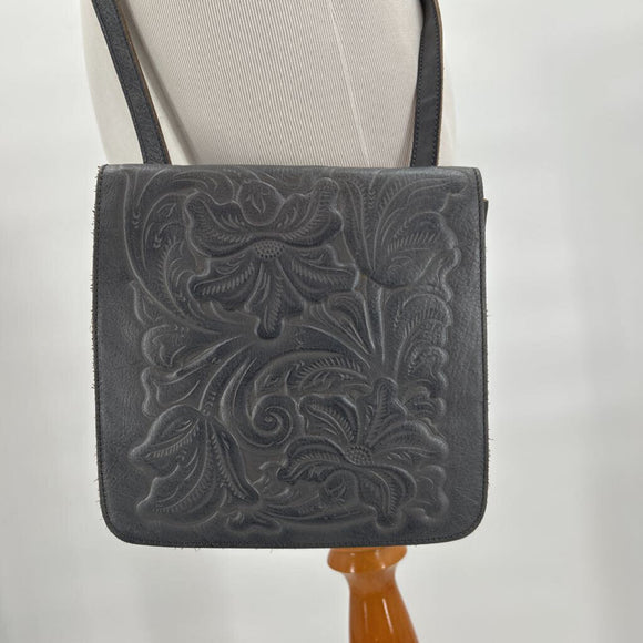 women Patricia Nash Tooled Leather Crossbody Bag Gray Purse