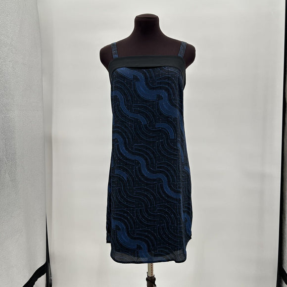 women Trouve Sleeveless Print Blue & Black Dress S