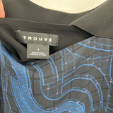 women Trouve Sleeveless Print Blue & Black Dress S