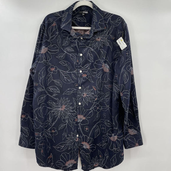 men Murano Floral Button Down Black Top XLT