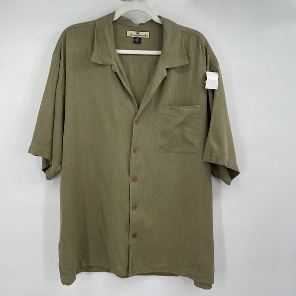 men Tommy Bahama Silk Button Down Green Top XL