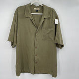 men Tommy Bahama Silk Button Down Green Top XL