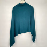 women Made in Nepal Cashmere Poncho Shawl Teal Sweater One Size