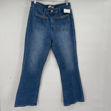 women Loft Braided Pocket Kick Crop Blue Jeans 27/4