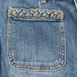 women Loft Braided Pocket Kick Crop Blue Jeans 27/4