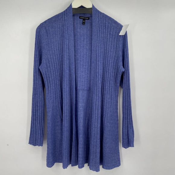women Eileen Fisher Open Ribbed Cardigan Periwinkle Blue Sweater S