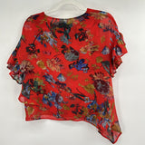 women Catherine Malandrino Floral Red Top XS