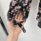 women Rebecca Taylor Tilda Floral Blouse Black Top L