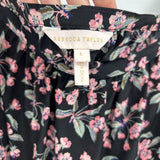 women Rebecca Taylor Tilda Floral Blouse Black Top L