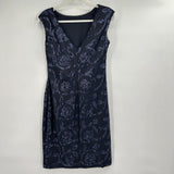 women Lauren Ralph Lauren Floral Sequin Pattern Navy Blue Dress 6
