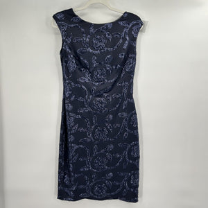 women Lauren Ralph Lauren Floral Sequin Pattern Navy Blue Dress 6