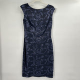 women Lauren Ralph Lauren Floral Sequin Pattern Navy Blue Dress 6